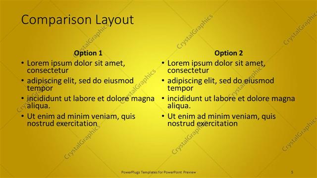 Comparison presentation slide layout