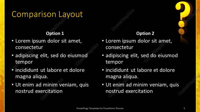 Comparison presentation slide layout
