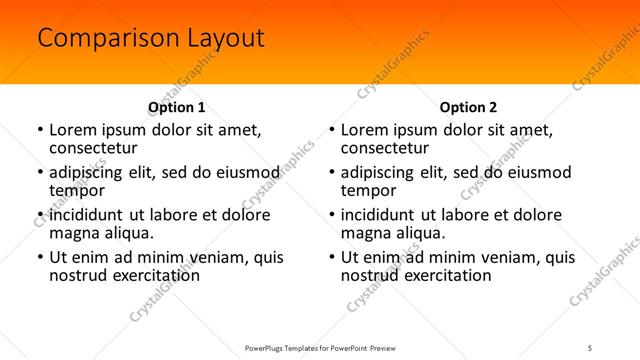 Comparison presentation slide layout