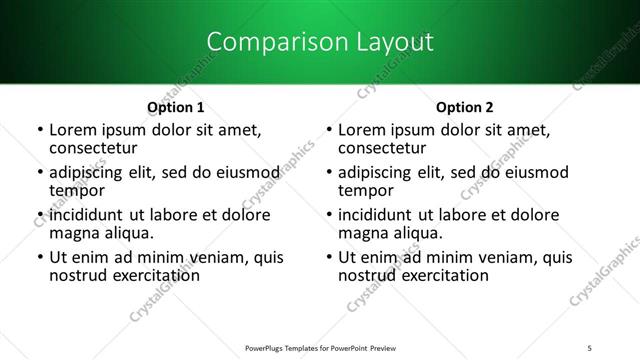 Comparison presentation slide layout