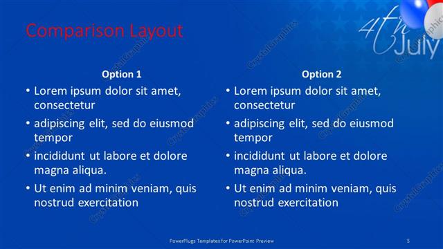 Comparison presentation slide layout