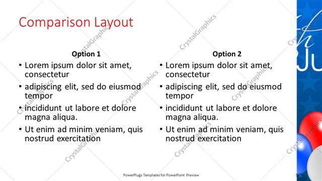 Comparison presentation slide layout