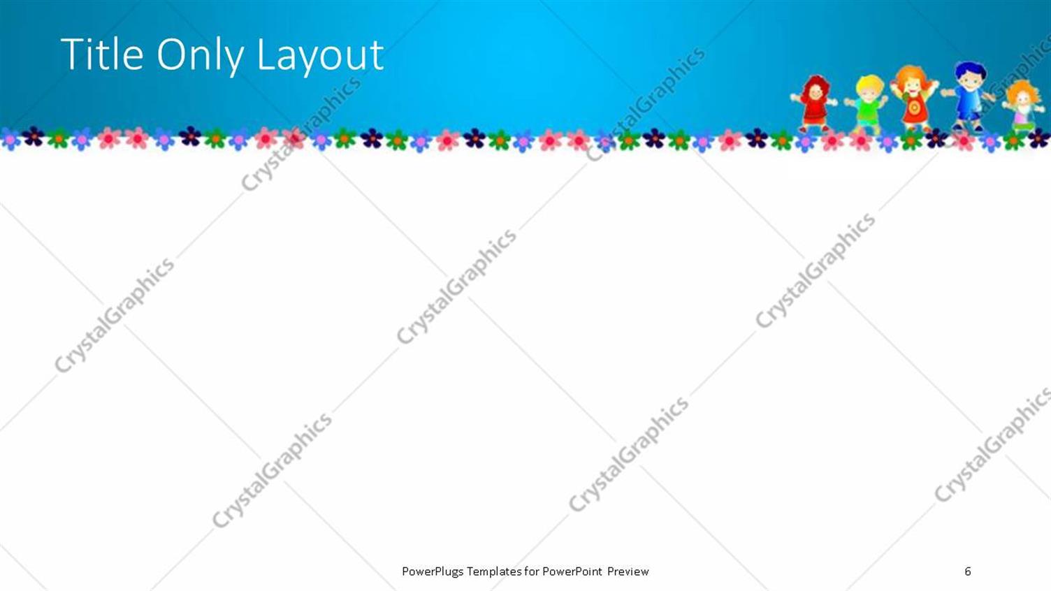 powerpoint template 5 kids playing happily in a garden full of flowers