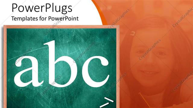  Presentation with abc - ABC on chalkboard with girl student in orange background, education, school, learning, teaching
