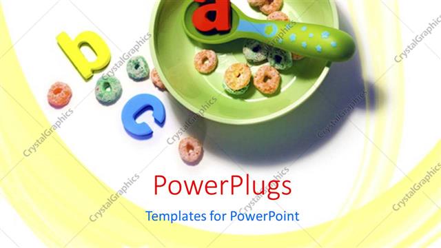  Presentation with abc preschool - ABC letters in bowl with cereal and spoon, early childhood education, preschool