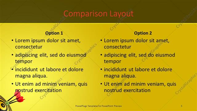 Comparison presentation slide layout