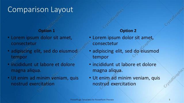 Comparison presentation slide layout