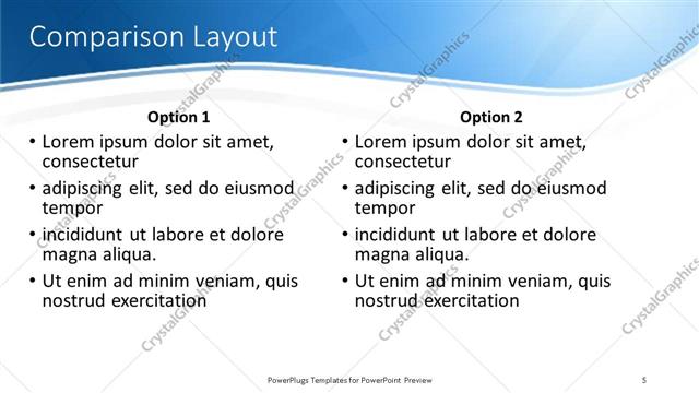 Comparison presentation slide layout