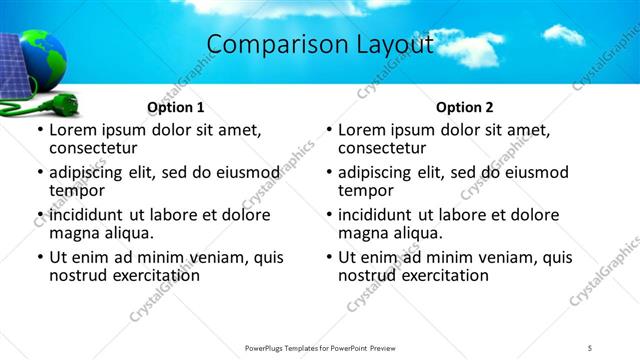 Comparison presentation slide layout