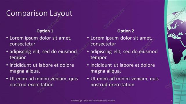 Comparison presentation slide layout