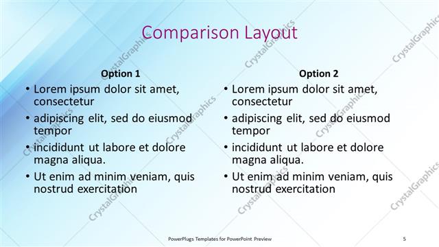 Comparison presentation slide layout