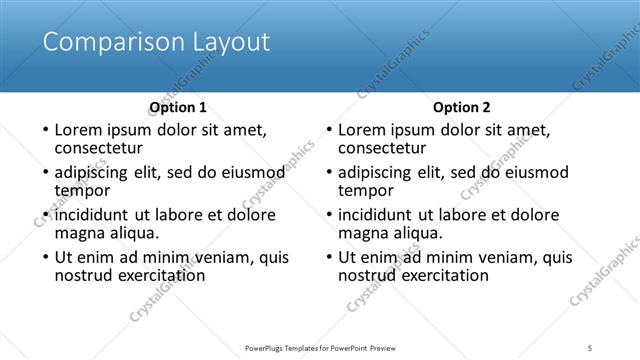 Comparison presentation slide layout