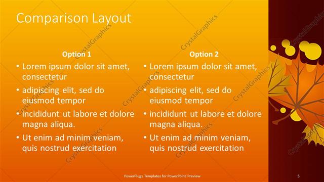 Comparison presentation slide layout