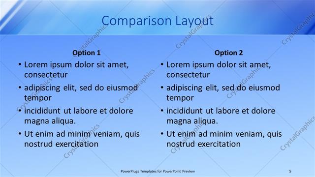 Comparison presentation slide layout