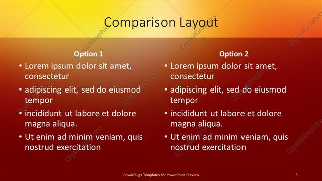 Comparison presentation slide layout