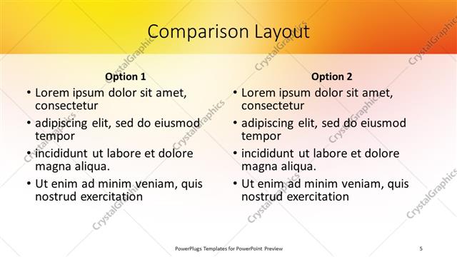 Comparison presentation slide layout