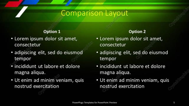 Comparison presentation slide layout