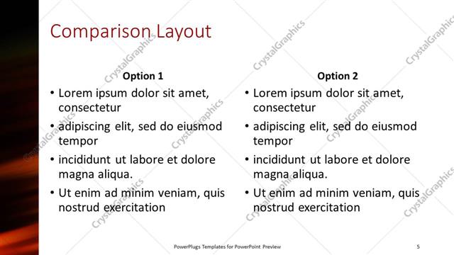 Comparison presentation slide layout