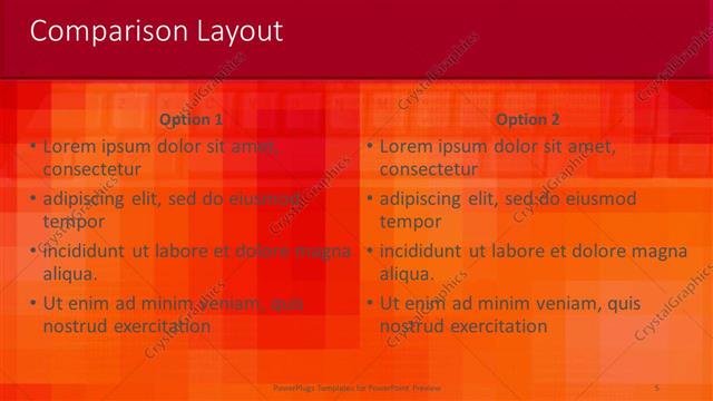 Comparison presentation slide layout