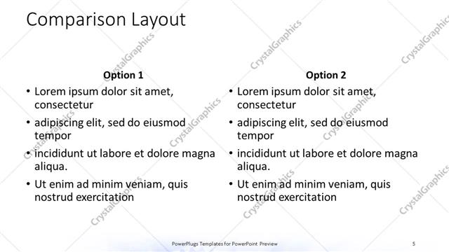 Comparison presentation slide layout