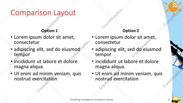 Comparison presentation slide layout