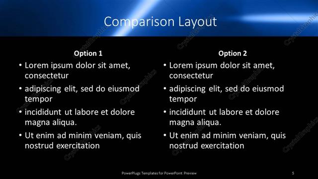 Comparison presentation slide layout