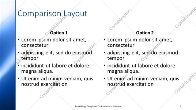 Comparison presentation slide layout