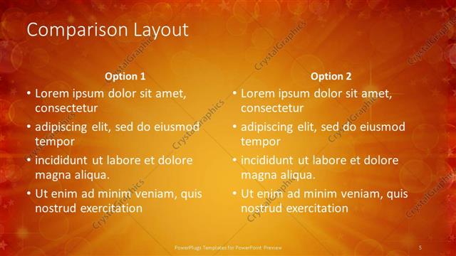 Comparison presentation slide layout