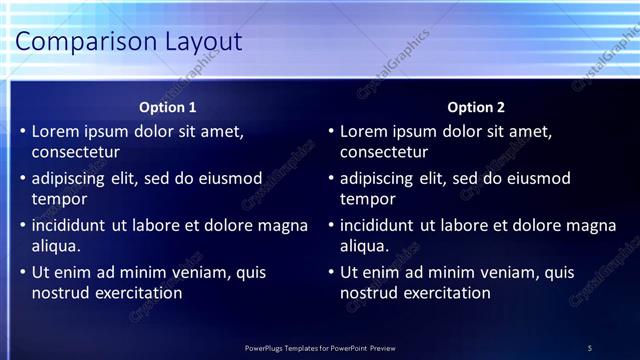 Comparison presentation slide layout