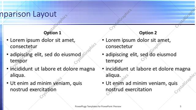 Comparison presentation slide layout
