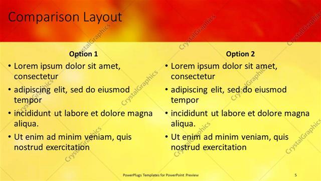 Comparison presentation slide layout