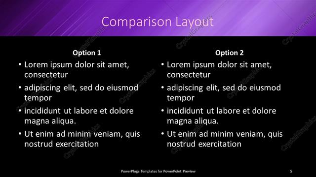 Comparison presentation slide layout