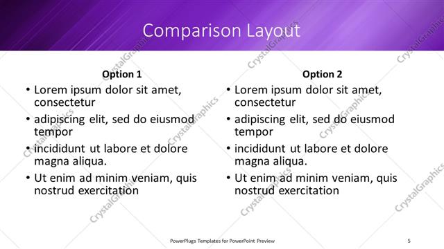 Comparison presentation slide layout