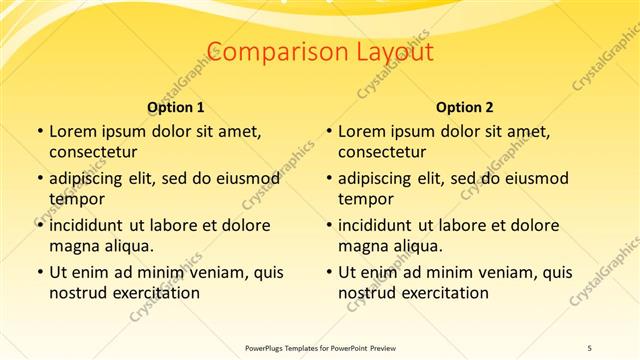Comparison presentation slide layout