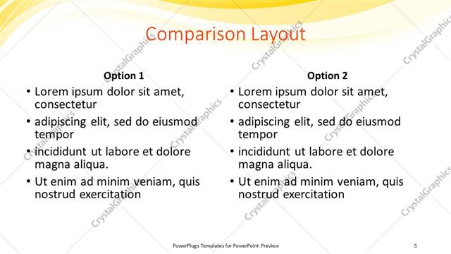 Comparison presentation slide layout