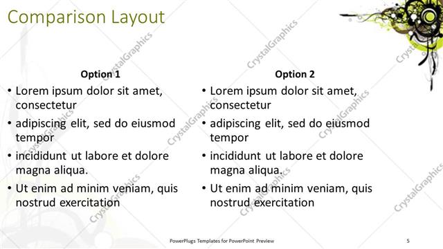 Comparison presentation slide layout
