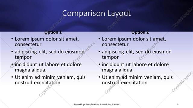 Comparison presentation slide layout