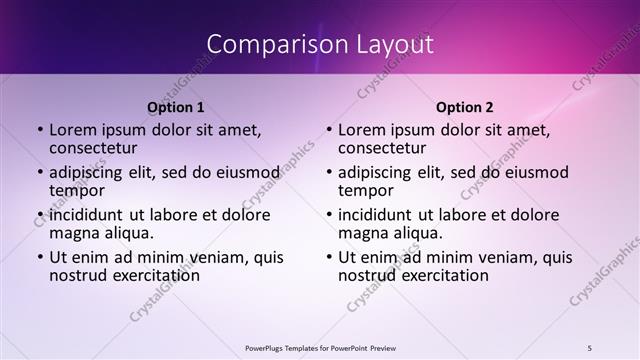 Comparison presentation slide layout