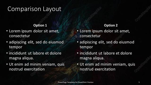 Comparison presentation slide layout