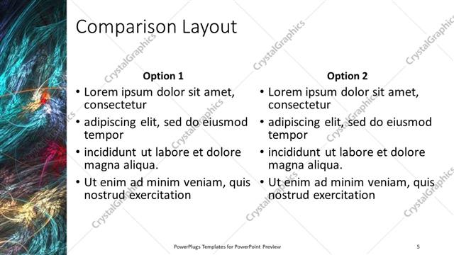 Comparison presentation slide layout