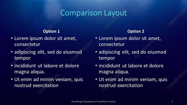 Comparison presentation slide layout