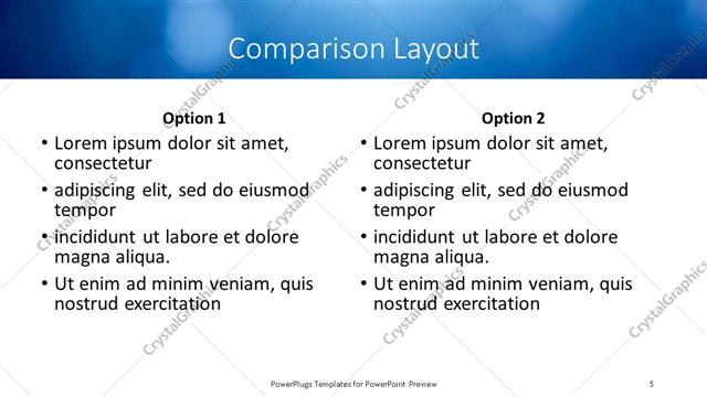 Comparison presentation slide layout