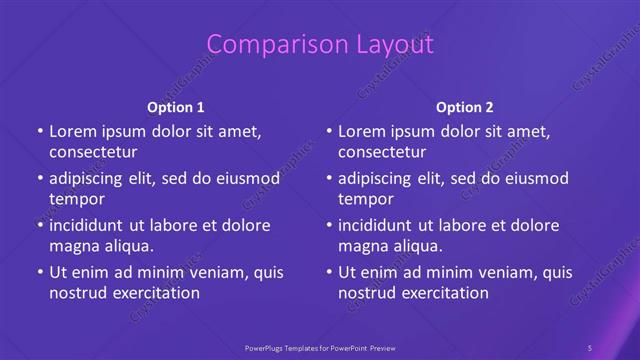 Comparison presentation slide layout