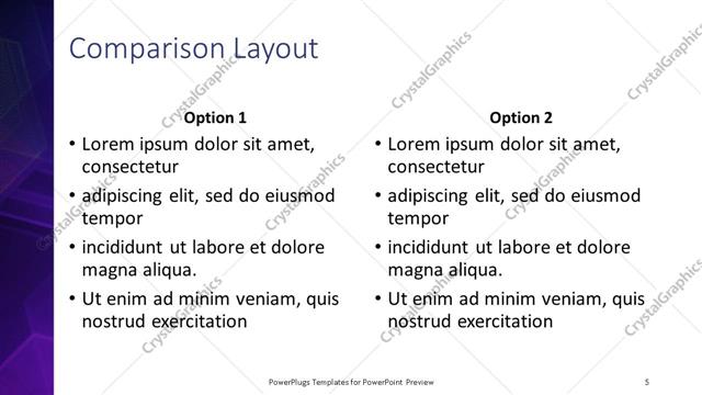 Comparison presentation slide layout