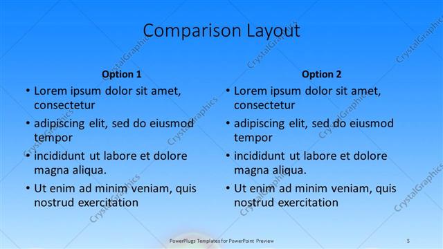 Comparison presentation slide layout