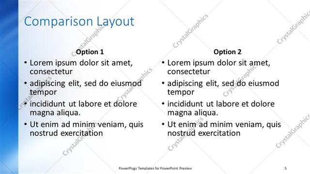 Comparison presentation slide layout