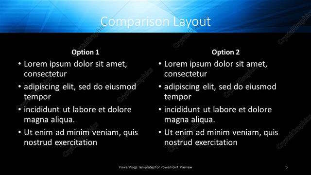 Comparison presentation slide layout