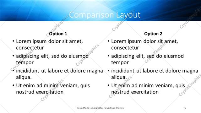 Comparison presentation slide layout