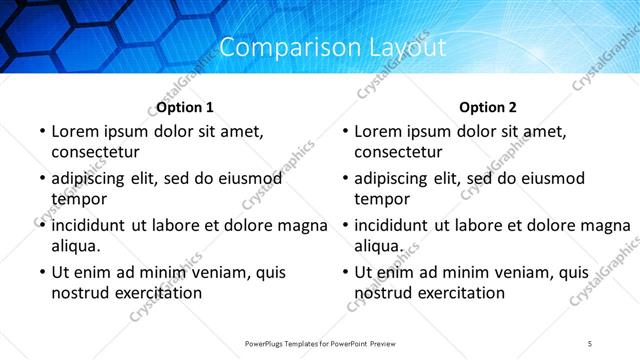 Comparison presentation slide layout