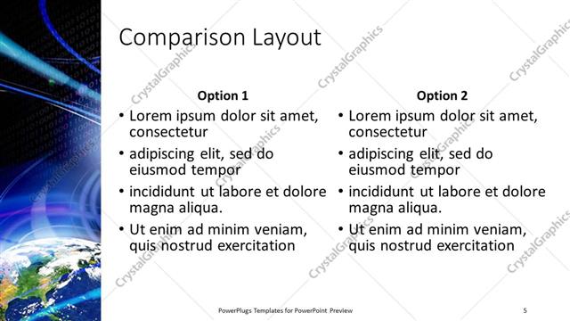 Comparison presentation slide layout